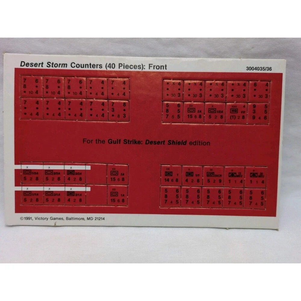 1991 Victory Games Gulf Strike: Desert Shield Edition General 26 No6 Counters